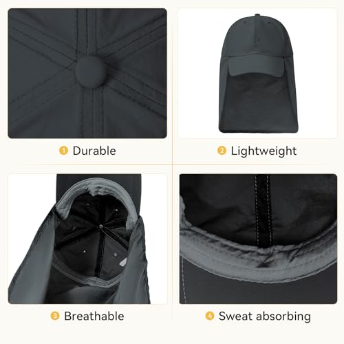 Image of American Trends Mens Sun Hat with Neck Flap, UV Protection Outdoor Flap Hat, Packable Soft Fishing Hiking Gardening Hat