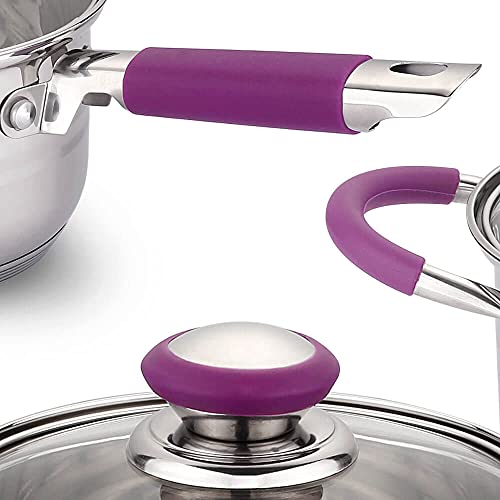 Gridinlux-Set-de-Cocina-Elite-Chef-Hannover-8-Piezas-4-Tapas-de-Vidrio-Templado-Acero-Inoxidable-con-Encapsulado-Reforzado-Base-Multisuperficie-Morado