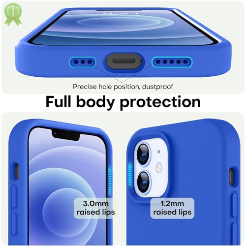 Image of LOVE 3000 Designed for iPhone 12 Case /iPhone 12 Pro Case, Premium Silicone with [Soft Anti-Scratch Microfiber Lining] Shockproof Protective Phone Case for Men Women Girls 6.1 inch, Klein Blue