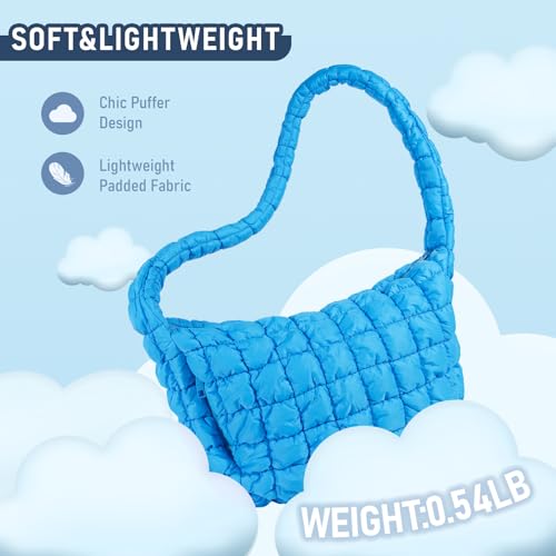 Image of Puffer Bag for Women,Large Lightweight Quilted Tote Bag for Women Puffy Hobo Crossbody Handbags with Padding,Zip Pockets