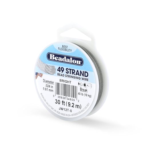 Beadalon 49 Strand Stainless Steel Beading Wire, Bright - .024in/0.61mm
