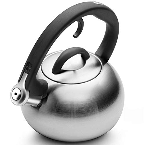 Herdkessel, klassischer rostbeständiger Edelstahl 1,9 Liter Kochkessel Pfeifen Teekessel gespiegelter Look - Cool Grip Ergonomischer Griff