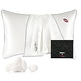 Bedsure x Marilyn Monroe 100% Mulberry Silk Pillowcase for Hair and Skin, White Silk Pillow Case with Hidden Zipper, Gifts for Women Men, Standard Size 1 Pack, 20x26 Inches（Right）