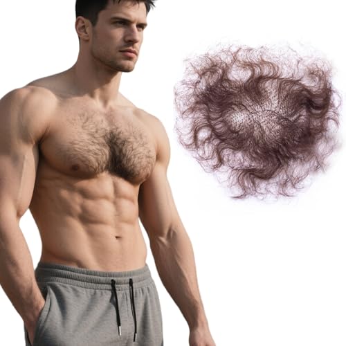 puheca Fake Chest Hair Handmade Full Lace Body Hairs Adding Volume Enhancement of Manliness Invisible Realistic Fake Chest hair