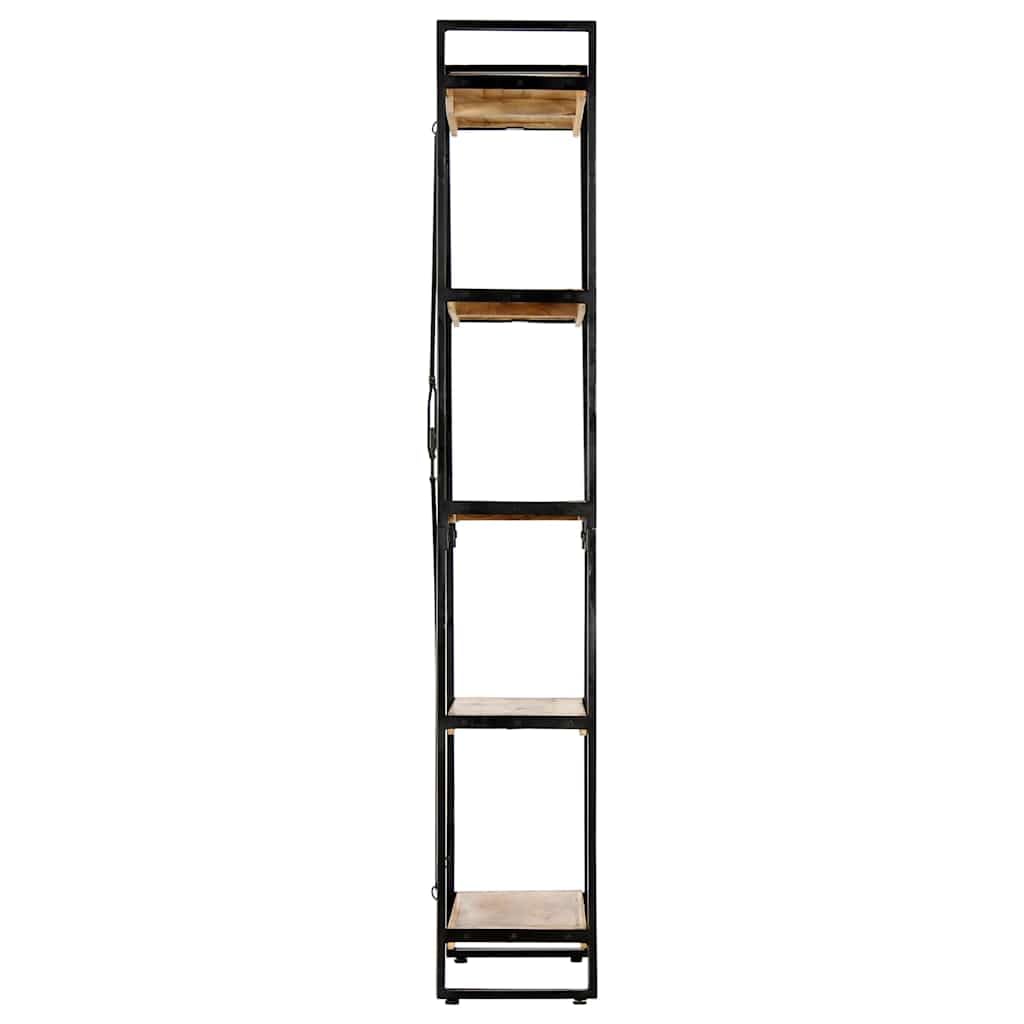 SYDE Scaffale a 5 livelli in legno di mango, 60 x 30 x 180 cm | Struttura in acciaio industriale, stile retrò, facile da montare, per libri e decorazione