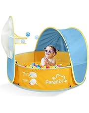 Peradix Ball Pit Play Tent/Paddling Pool 2 In 1 - Pop Up Play Tent With Sunshade And Basketball Hoop Toys For Kids/Baby -Available in all seasons