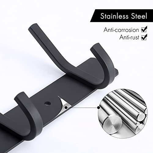 Kes Wall Coat Hook Rack With 5 Robe Hooks Heavy Duty Towel Hanger Stainless Steel Matte Black, Ah203H5-Bk #TOP3