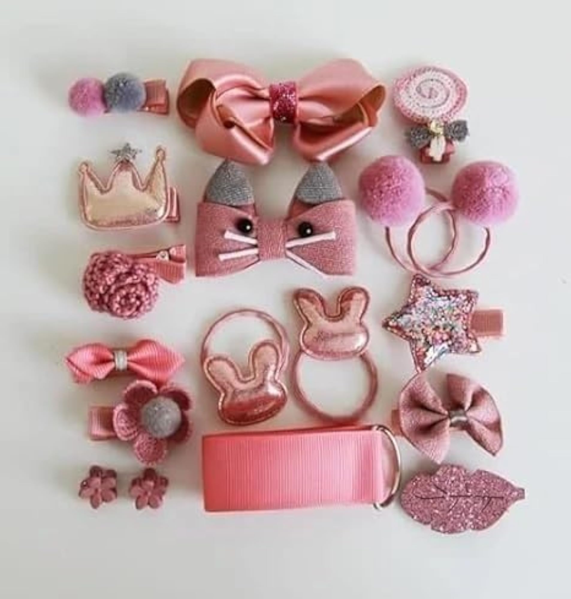 Pink Bunny Design Hair Accessories Set in Gift Box