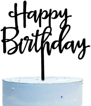 CC TOWN Happy Birthday Cake Topper, Black Acrylic Durable Versatile Cake Topper for Birthday Party Decoration Ideas, Perfect Keepsake for your family and friends