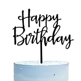CC TOWN Happy Birthday Cake Topper, Black Acrylic Durable Versatile Cake Topper for Birthday Party D