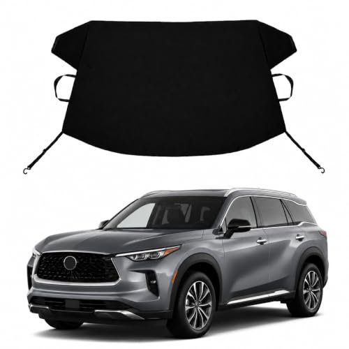 Image of QX60 Custom Windshield Cover for Ice and Snow in-fi-ni-ti QX60 Heavy Duty 600D Oxford Fabric Windshield Protector Fit Waterproof Frost Snow Cover Winter Car Accessories