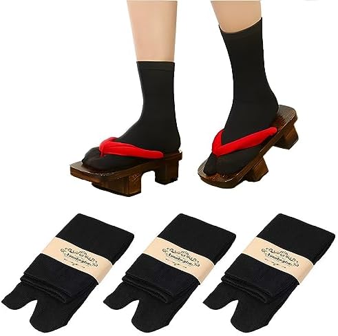3 Pairs Japan Tabi Socks for Flip Flop, Geta, and Samurai - Split Toe for Men and Women