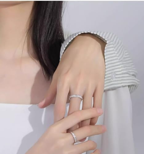 Bague réglable en argent 925 avec lignes géométriques pour alliance