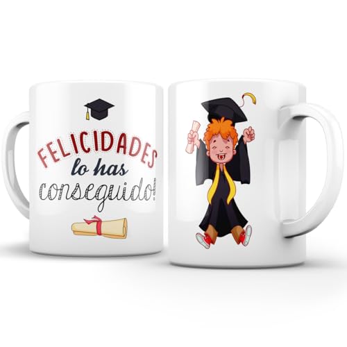 Taza para Graduación chico   Taza Felicidades lo has Conseguido   Regalo Original  Fin de Curso  Taza Desayuno/Café   Céramica 350ml