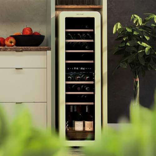 Cecotec Weinkühlschrank 30 Flaschen Retro Bolero Grandsommelier Origin Duo 30 Hit Green. Grün mit 2 Temperaturzonen (5-12ºC, 12-20ºC), LED-Steuerung, NoFrost, Holzregale, Innenbeleuchtung 9 Cecotec Weinkühlschrank 30 Flaschen Retro Bolero Grandsommelier Origin Duo 30 Hit Green. Grün mit 2 Temperaturzonen (5-12ºC, 12-20ºC), LED-Steuerung, NoFrost, Holzregale, Innenbeleuchtung
