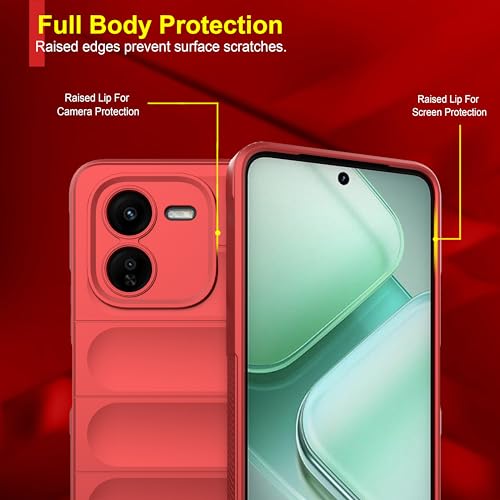 Image of amazon basics Back Case Cover for iQOO Z9x 5G | Compatible for iQOO Z9x 5G Back Cover | Liquid Silicon Magic Case with Camera Protection | Red
