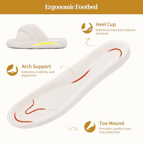 RockDove Women’s Furrie Faux Fur Slide Slippers with Memory Foam Stylish House Shoes for Indoor/Outdoor Wear3