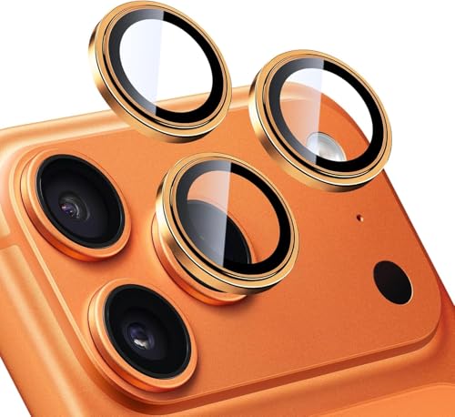Image of Skinomi Camera Lens Protector Compatible with iPhone 17 Pro Max | 17 Pro, [Anti-Scratch] Premium Tempered Glass Film Aluminum Alloy Lens Ring Cover- Cosmic Orange