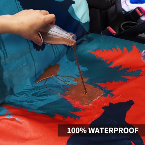 Image of Waterproof Car Seat Cover with Non-Slip Back - Portable Auto Seat Cushion Fit for Cars Truck SUV Seats - Universal Carseat Protector Great for Dog or Kid Outdoor Sport Activities(Bear & Bird)