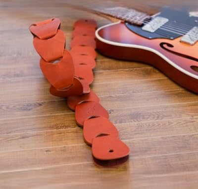 708worksの本革ギターストラップfolklore/Brown