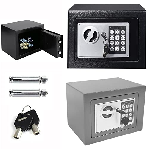 Mini Coffre-Fort De Dépôt Électronique Anti Bounce System, Coffre-fort portatif, Coffre fort Secret, Cofre fort a Cle et a Code pour Maison Hôtel, Gris 230 x 170 x 170 mm Cover
