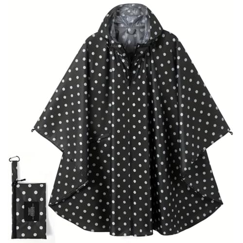 NAJMA Poncho Imperméable avec Capuche et Poche, Noir