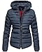 Produktbild Marikoo Damen Winter Jacke Steppjacke hoher Stehkragen Teddyfell B354 [B354-Amber-Blau-Gr.S]