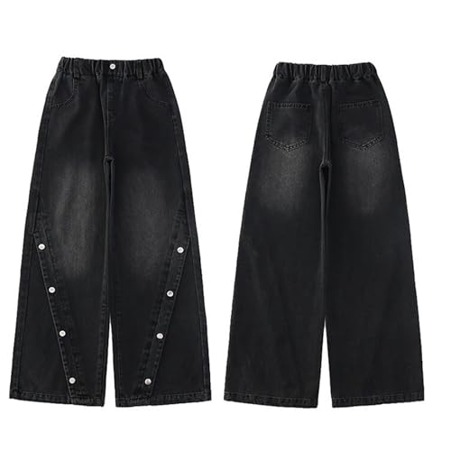 Girls Cropped Jeans Patchwork Baggy Flare Denim Pants Kids High Waist Wide Leg Cargo Jeans Trousers with Pockets4