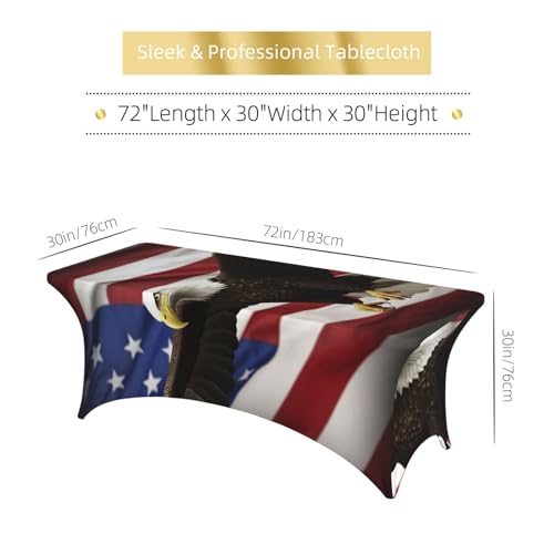 Nappe élasthanne drapeau américain lavable housse table rectangulaire mariage - 6