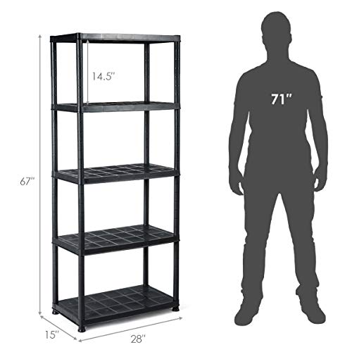 Giantex GT62996-WH 5-Tier Ventilated Shelving Storage Rack,Free Standing Multi-Use Shelf Unit thumb #2