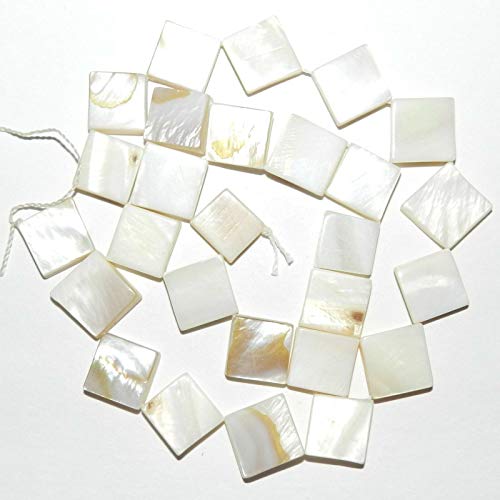 Natural White Flat Square 14Mm Mother Of Pearl Shell Beads 15" For Jewelry Making Bracelets Necklaces Supplies For Diy Crafts Handmade Bracelets Beadwork #TOP2