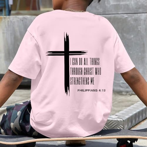 Image of KEEVICI Boys Christian Graphic Tees God Jesus Shirts for Kids Cross Faith Bible Verse Inspirational Religious Cotton T Shirt