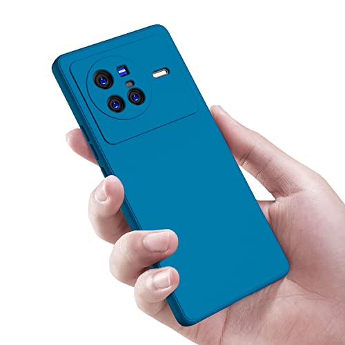 Image of Kapa Matte Lens Protective Shockproof Flexible Back Cover for Vivo X80, Slim Silicone with Soft Lining Shockproof Flexible Full Body Bumper Case (Blue)