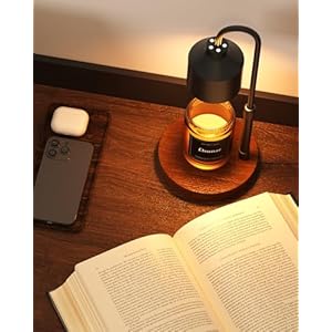 Electric Candle Warmer Lamp Black Candle Lamp Warmer with Timer Wax Warmer Lamp Candle Warmer for Jar Candles Adjustable Height Candle Light Warmer with 2 Bulbs
