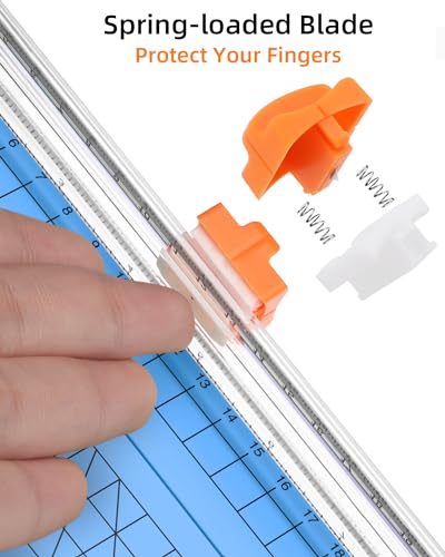 Image of Firbon A5 Paper Cutter, Small Straight Paper Trimmer with Side Ruler | Blue Compact Design | Cuts Photo, Cardstock, Labels & Coupons | Portable Desktop Slicer | Scrapbooking & Craft Projects