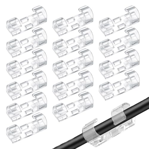 120 Stück selbstklebende Kabelklemmen, runder Kabelhalter, Kabelorganisator, Kabelklemme Wandmontage Kunststoff mit selbstklebenden Pads für Büro Zuhause Auto Schreibtisch Kabel (transparent)