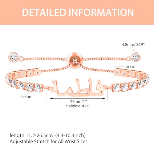 Image of Allah Name Bracelet, Personalized Zircon Faith Jewelry, Islamic Faith Tennis Bracelets for Her, Halal Fashion Accessory, Adjustable White Eid Gift YA4968