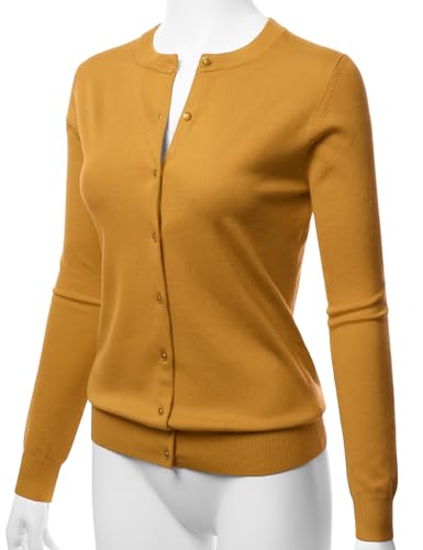 Image of LALABEE Women's Crew Neck Gem Button Long Sleeve Soft Knit Cardigan Sweater