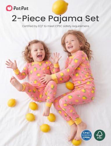 Image of PATPAT Toddler & Kids Pajama Sets with Bamboo Viscose, Snug Fit Pjs for Girls, All-Season Comfort Sleepwear, Ages 2-12 Years