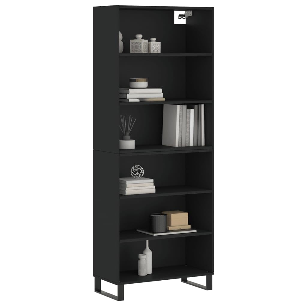Möbel Wohnaccessoire Highboard Schwarz 69,5 x 32,5 x 180 cm Engineered Wood-Furniture