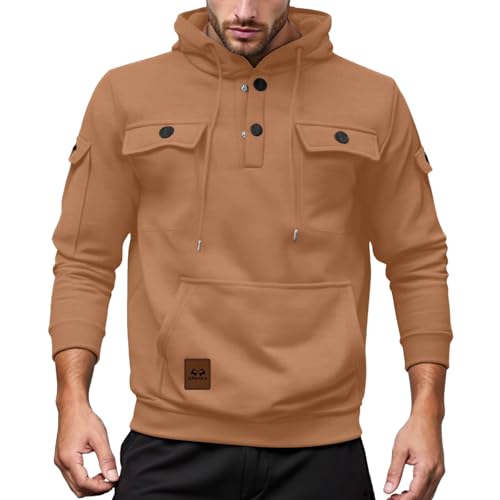 Sudadera con capucha de forro polar para hombre con varios bolsillos