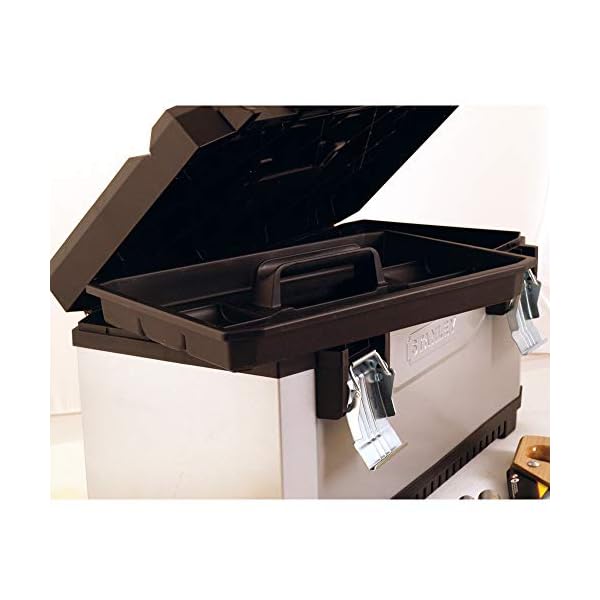 Stanley FatMax Werkzeugkoffer / Werkzeugbox (20", 50x29x30cm, Trage mit Bi-Material Griff, robuste Box aus Metall-Kunststoff mit rostfreien Schließen, Koffer mit Aussparung) 1-95-615 – Bild 4