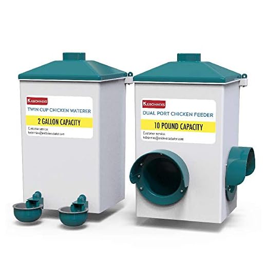 KEBONNIXS Automatic Chicken Cup Waterer and Port Feeder Set, 2 Gallon/10 Pounds