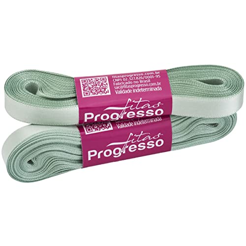Fita De Cetim, Fitas Progresso, 10 mm, Verde Suave, Rolo de 10 Metros