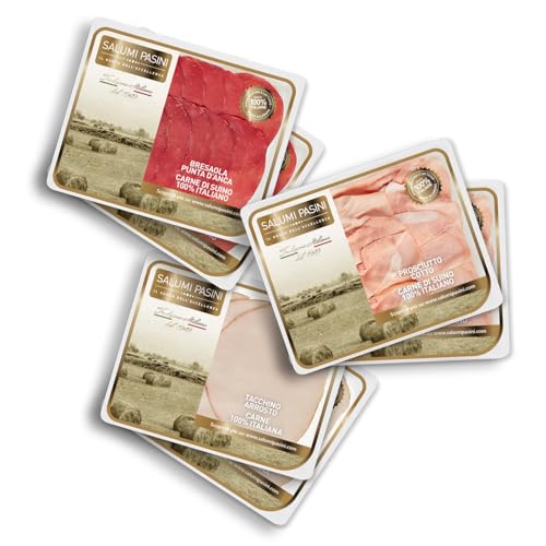 Mix Deportivo Salumi Pasini® | 6 bandejas de embutidos mixtos | Jamón Cocido, Bresaola Punta d'Anca, Pavo Asado | Rica en proteínas, baja en grasas y en calorías.