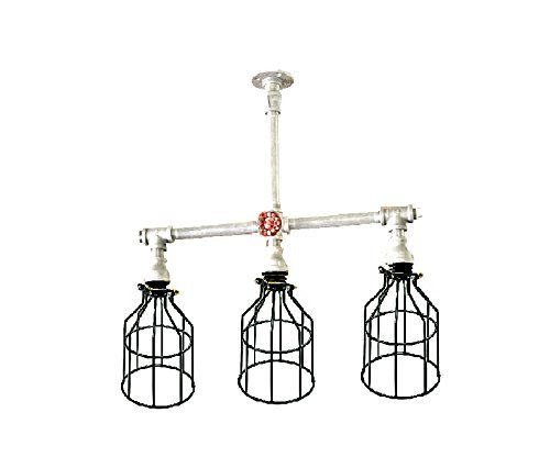 Industrial Pipe Lighting Chandelier W/Black Cages - Pendant Lighting Steampunk Ceiling Light Fixture, Black Pipe Industrial Lighting, #TOP1