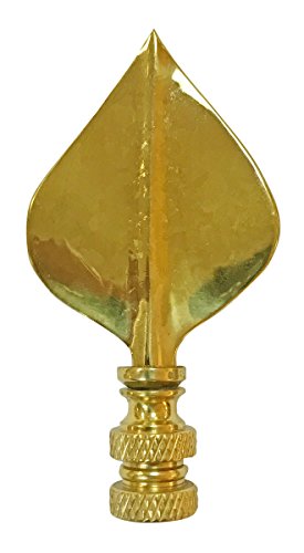 Image of Royal Designs Spade Leaf 2.5 inch Lamp Finial for Lamp Shade, Polished Brass - Set of 2