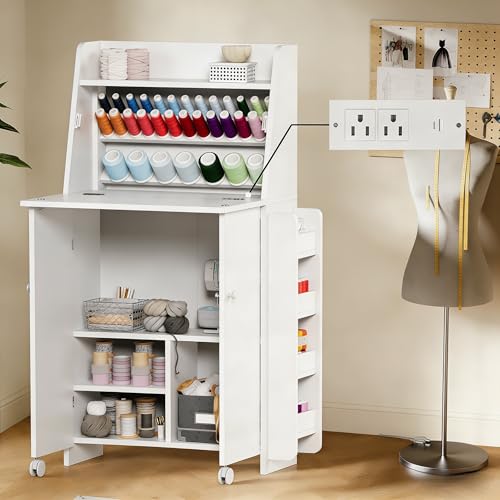 Folding Sewing Machine Cabinet Desk with...