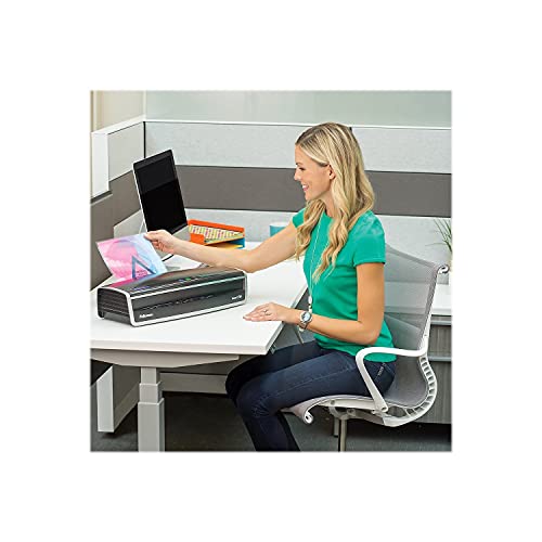 Fellowes Laminator Venus 2 125, Rapid 30-60 Second Warm-up Laminating Machine, with Laminating Pouches Kit (5734801), Black, Silver, 5.1" x 21.3" x 8.2"