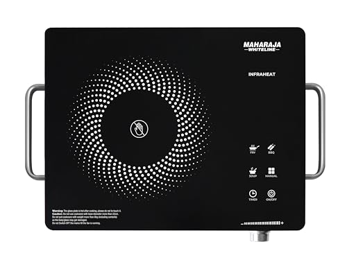 Image of MAHARAJA WHITELINE 2200 Watt Infrared Cooktop with Touch Panel & Digital Display | Crystal Glass Top | 3 Preset Cooking Modes | Fry | BBQ | Boil